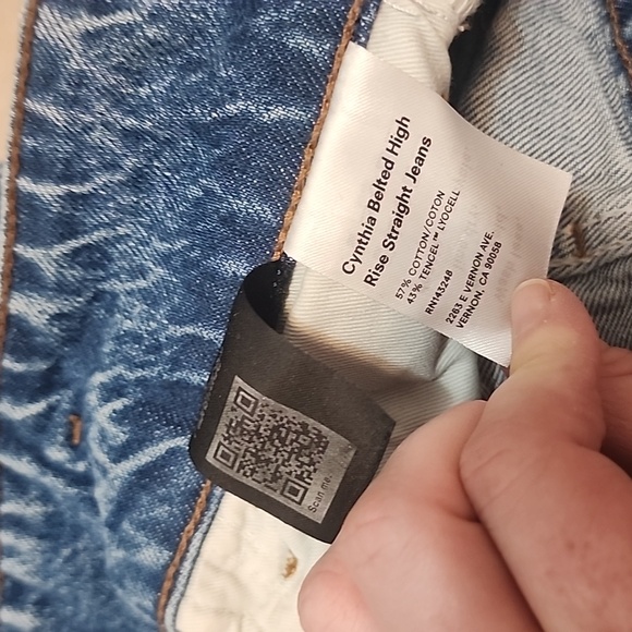 Reformation Cyntjia High-Waisted Belted Straight Blue Jeans Size 26 - Picture 12 of 15